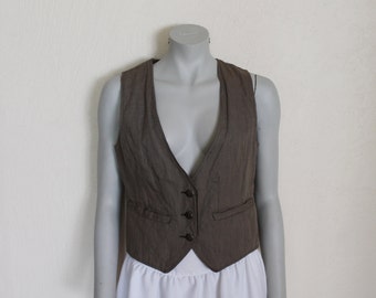 Brown Vest Womens Vest Brown Steampunk Vest Brown Waistcoat Steampunk Formal Fitted Cotton Blend Waistcoat Victorian Baroque Edwardian Vest