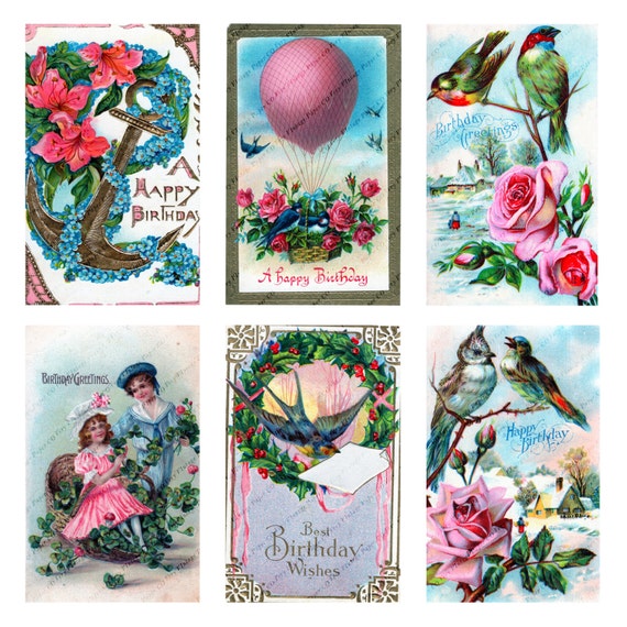 Postcards vintage Birthday postcard images for Scrapbooking