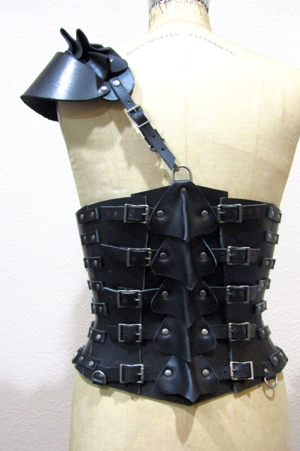 Unisex Black Leather Dragon Back Corset Armor
