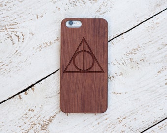 Harry Potter, Wood Case, Deathly Hallows Sign, iPhone 7, 7 Plus, 6s, 6 6 Plus, 5s, 5, SE, Samsung Galaxy S7, S6, Note 7 Laser Engraved #4041