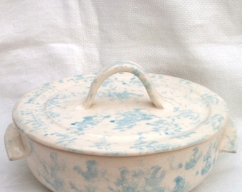 Casserole Dish/Cheese Baker - Blue & White - Ceramic Casserole Dish - Pottery Casserole Dish