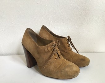 70's Inspired Tory Birch Lace-up Oxford Heels Women's 8