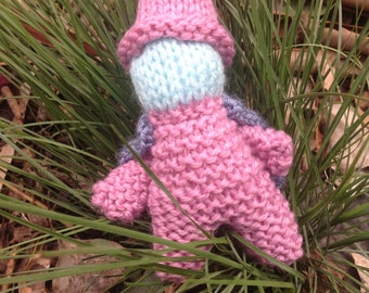 Knitted Waldorf Style Gnome - Super Gnome with Cape