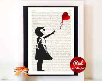Girlfriend gift,gift for her,1st anniversary gift,gift for women,gift for wife,valentines day gift,wall decor,wall art,Banksy Heart,-11
