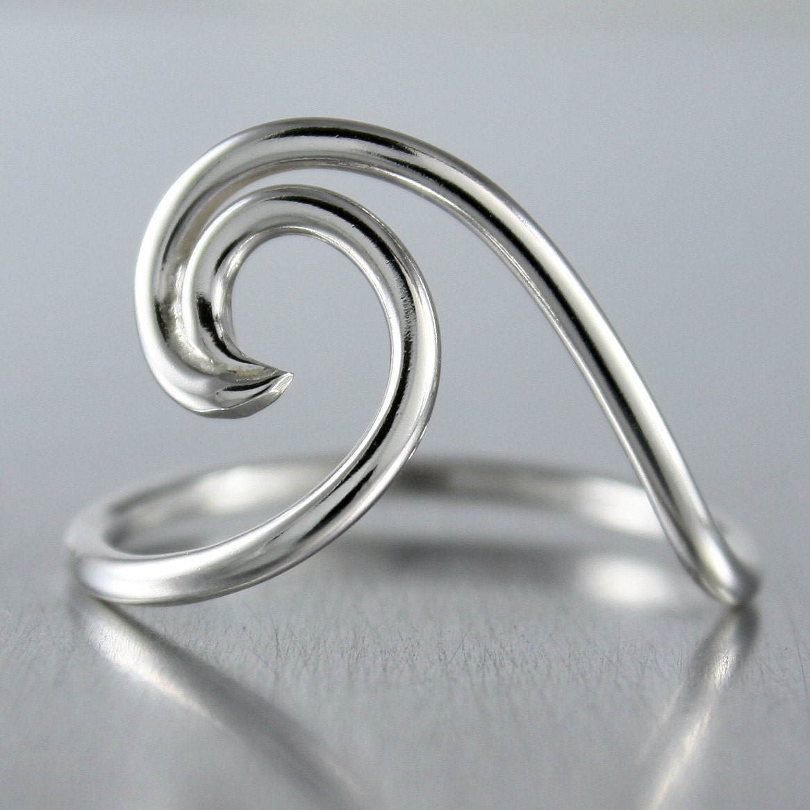 Silver Wave Ring Ocean Jewelry Nautical by JenniferWoodJewelry