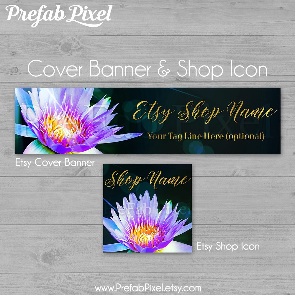 Lily Etsy Banner Shop Cover Banner Water Lily Banner Lotus