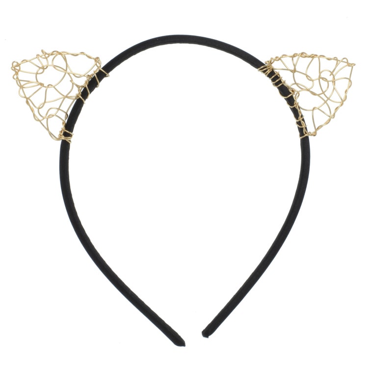 Cat Ears Headband Cat Ears Gold Wire Gold Cat Ears by AnneWoodman