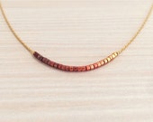 Dainty Beaded Ombre Necklace // Gift Idea For Her // Minimalist Boho Layering Necklace // Rose Gold Delicate Short Necklace