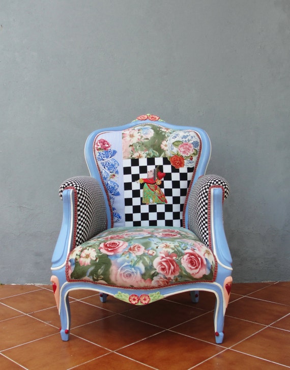 Alice in Wonderland Armchair Flowers and Woodwork Bohemian