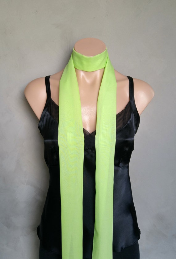 Green Scarf, Mint Green Sheer Chiffon Skinny Scarf Daphne Costume Scarf, Thin Skinny Scarf, Daphne Green Scarf Light Mint Scarf Sheer Green