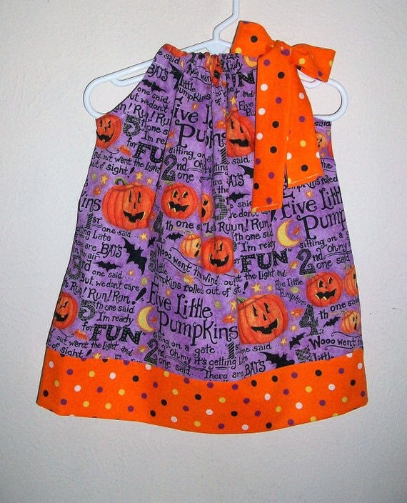 Halloween Dress Pillowcase Dress with Pumpkins Jack O Lantern