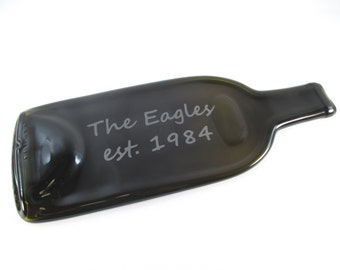 Personalized Cheese Board Melted Wine Bottle Serving Tray Couples or Last Name Monogramed Recycled Glass