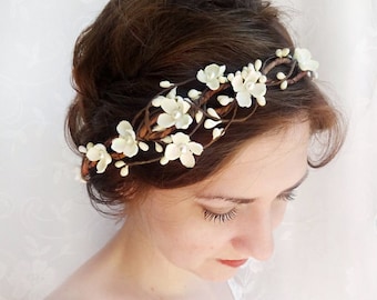 ivory flower crown, bridal headpiece, flower crown wedding, bridal hair vine, floral crown adult, wedding headpiece, bridal hair piece #40