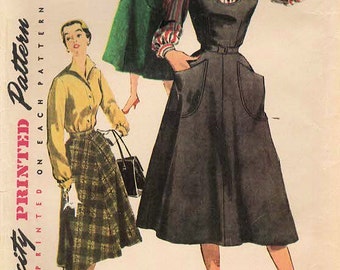 1950s Simplicity 4838 Vintage Sewing Pattern Misses Jumper, Blouse Size 14 Bust 32, Size 16 Bust 34