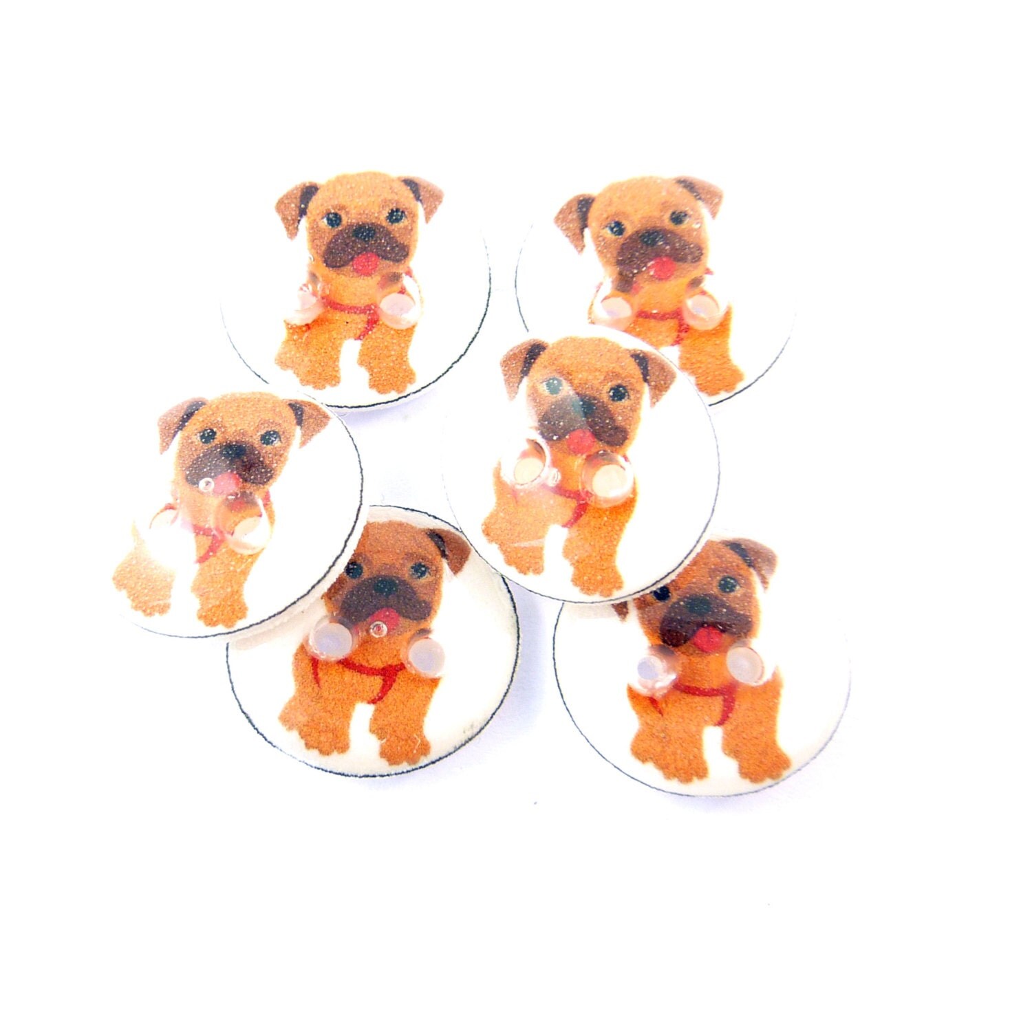 6 Buttons. Bulldog Buttons. Dog Buttons. Handmade Buttons.