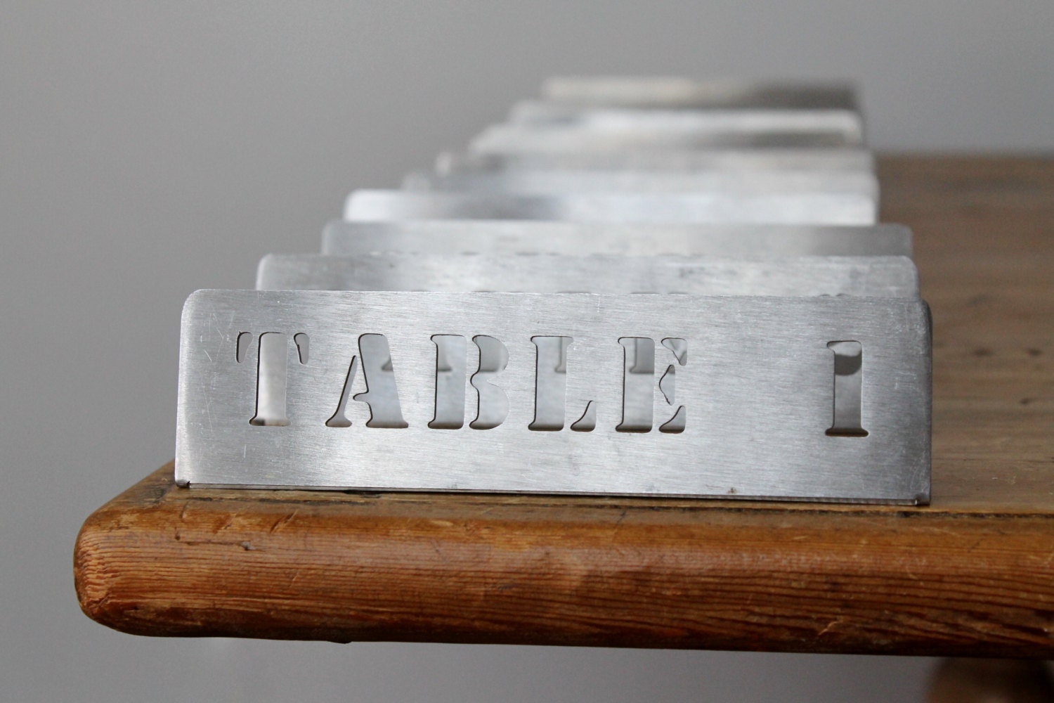 Industrial Style Brushed Steel Table Numbers by tippleandsnack