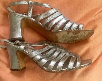 silver disco heels