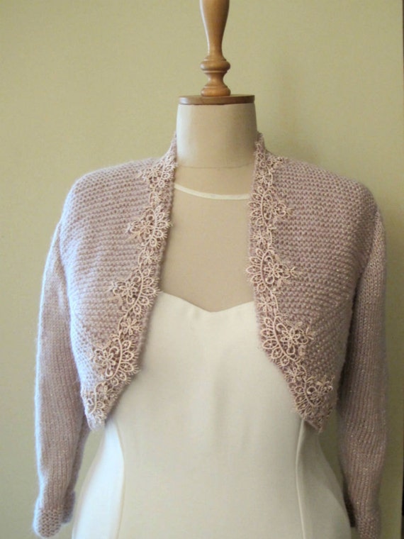 Bridal BoleroWedding Shrug Blush Pink Sparkle by crochetbutterfly