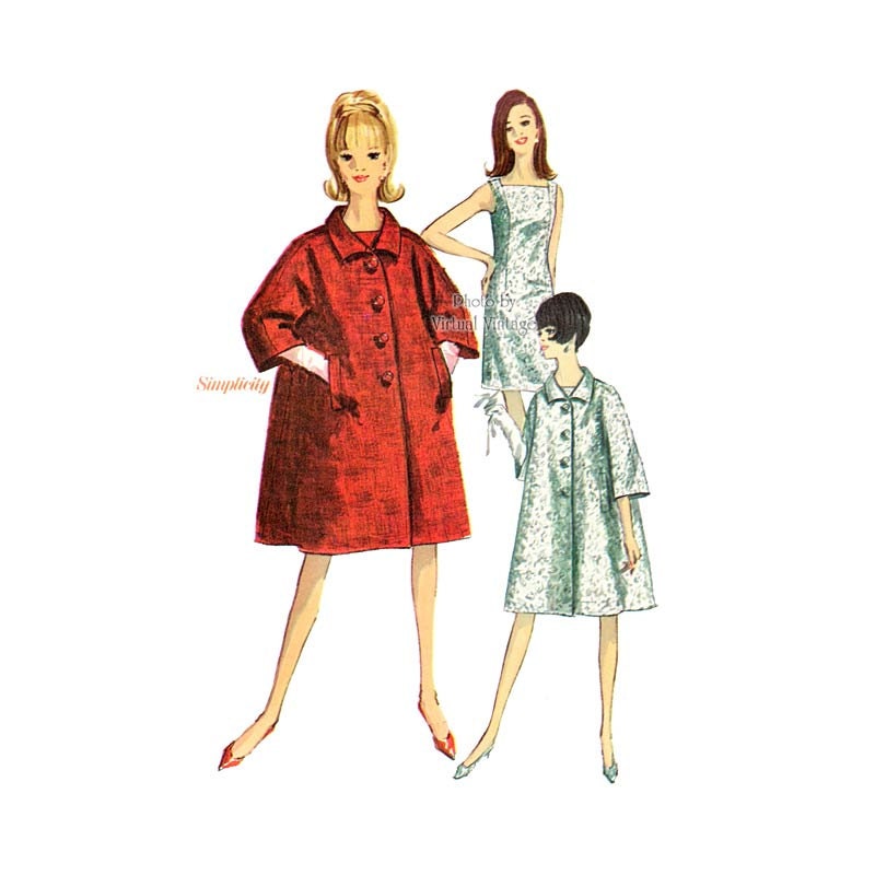 1960s Shift Dress and Trapeze Coat Pattern Simplicity 6790