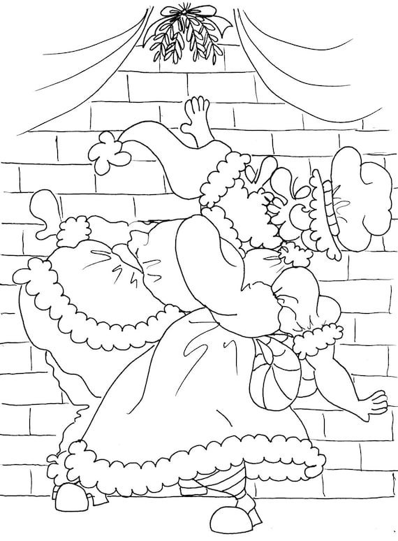 Under the Mistletoe Christmas Coloring Pages for Adults from