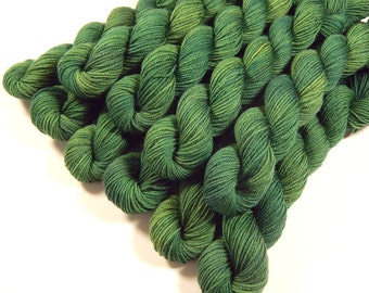Sock Yarn Mini Skeins - Hand Dyed Yarn - Sock Weight 4 Ply Superwash Merino Wool Yarn - Laurel - Knitting Yarn, Fingering Yarn, Green Tonal