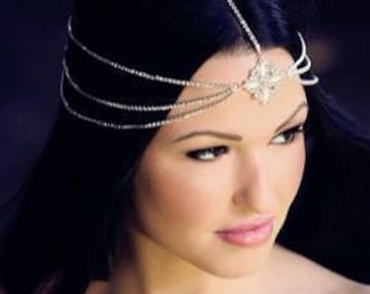 Mara Bohemian Goddess Vintage Jeweled Headband Head Piece Forehead Headdress