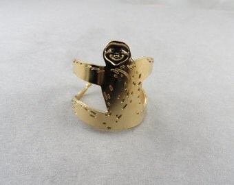 sloth ring, sloth jewelry, animal ring, animal jewelry, sloth adjustable ring, sloth