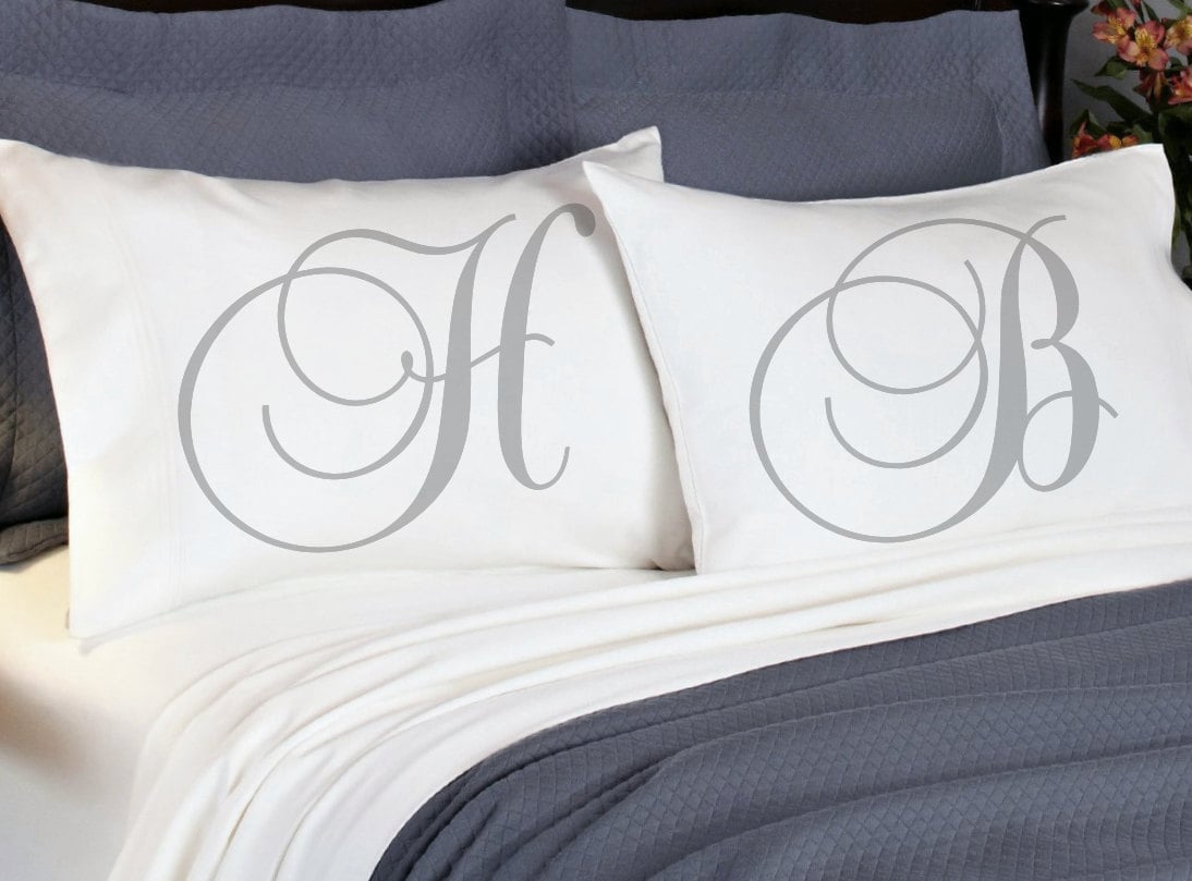 Monogram Initial Couples Pillowcases Boyfriend Girlfriend
