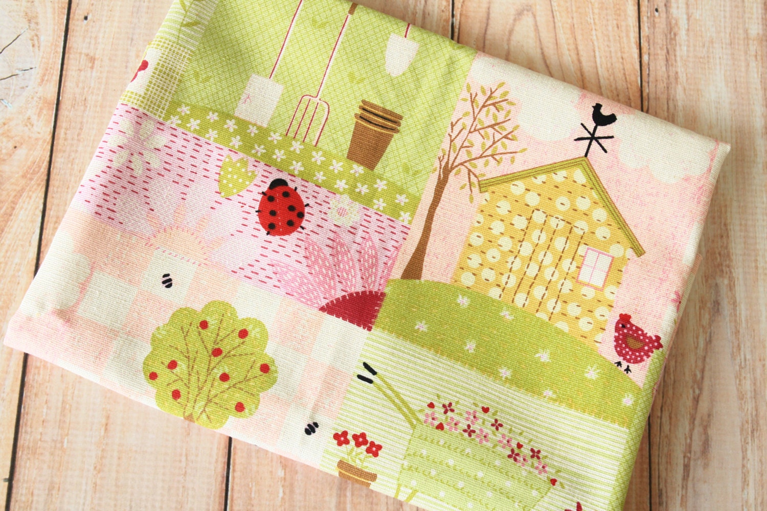 Sweet Sweet Home Spring Cotton Linen blend fabric quarter