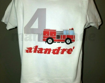 Firetruck Birthday Shirt, Fireman Birthday Shirt, Firefighter Birthday Shirt or Bodysuit,boys birthday shirt, fireman birthday shirt