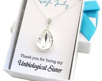 Thanks For Being My Unbiological Sister Necklace Gift, Bridesmaid Gift Necklace, Bridal Party Jewelry, Necklace for Bridesmaid Proposal