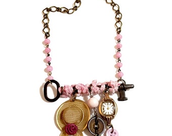 Upcycled Jewelry, Repurposed Antique Key Necklace, Statement Necklace, Charm Necklace, Vintage Jewelry