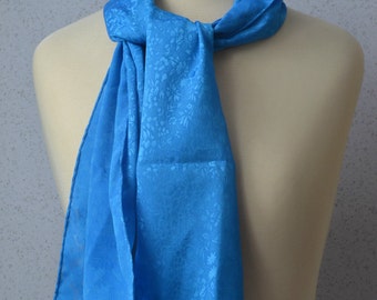 Long Vintage Scarf: Sky Blue, Lace, Sheer, Burnout