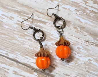 Orange Pumpkin Earrings (2306)