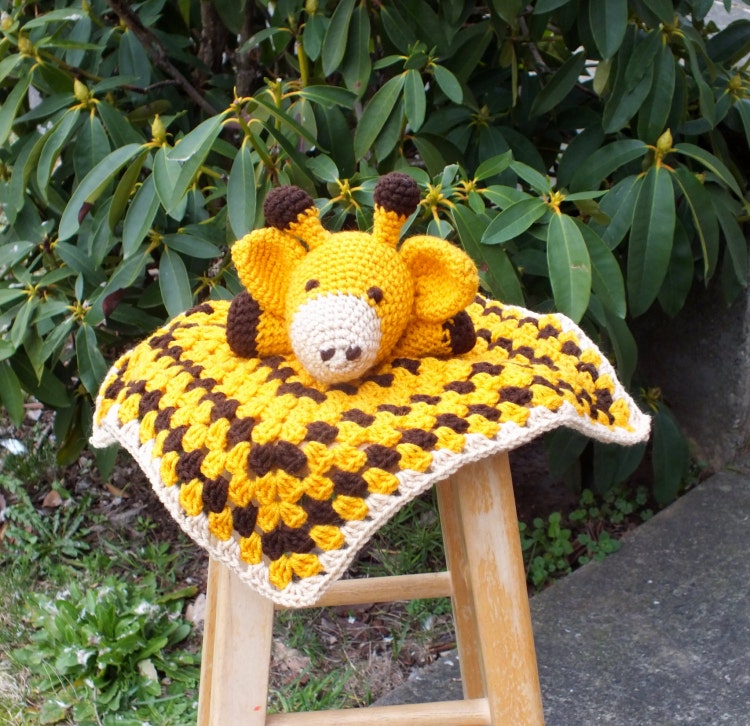 Baby girl giraffe lovey blanket crochet lovey by 4my4creations