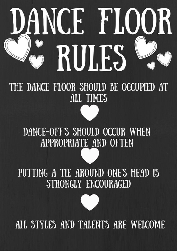 Dance Floor Rules Wedding/Party Funny Sign