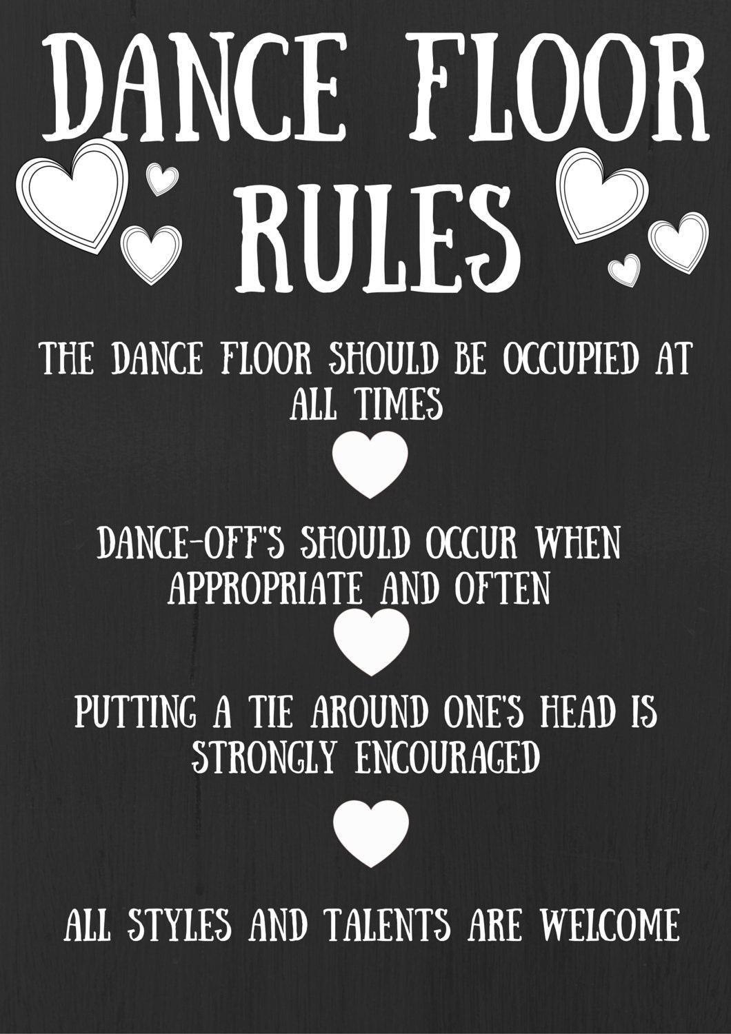 Dance Floor Rules Wedding/Party Funny Sign