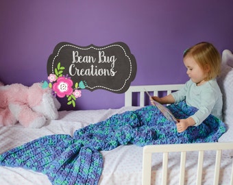 Crocheted Mermaid Tail Blanket, Kid’s Mermaid Tail Blanket, Adult Mermaid Cocoon/