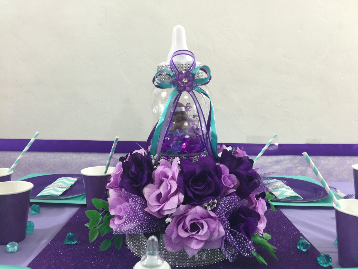 Purple and Lavender Baby Shower Centerpiece by PlatinumDiaperCakes