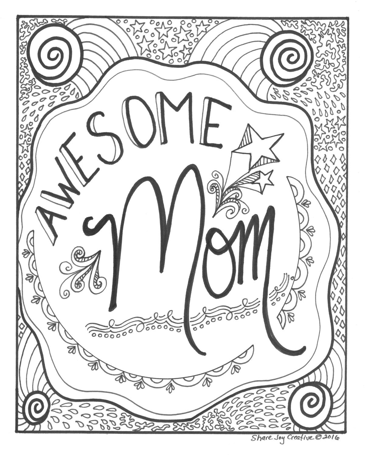 Download Awesome Mom Coloring Page
