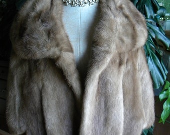 Golden brown mink fur cape / stole / wedding