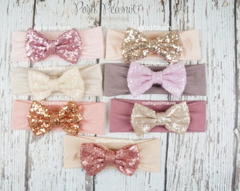 sequin bow headband, sparkle bow headband, bow headwrap, baby headband, turban headband, floppy bow headband, big bow headband, headband