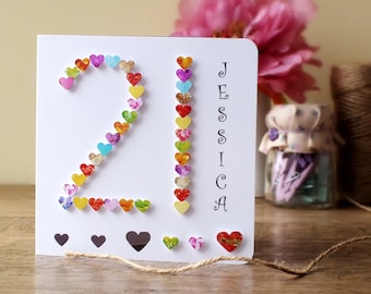 21st Birthday Card - Personalised Age 21 Card - Personalized 21st Card - Age 21 - Name - Brother - Sister - Daughter - Cards by Gaynor BHA21