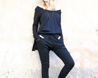 Black Joggers, Yoga pants, Drop Crotch Pants, Loose Pants, Sweat pants, Women Joggers