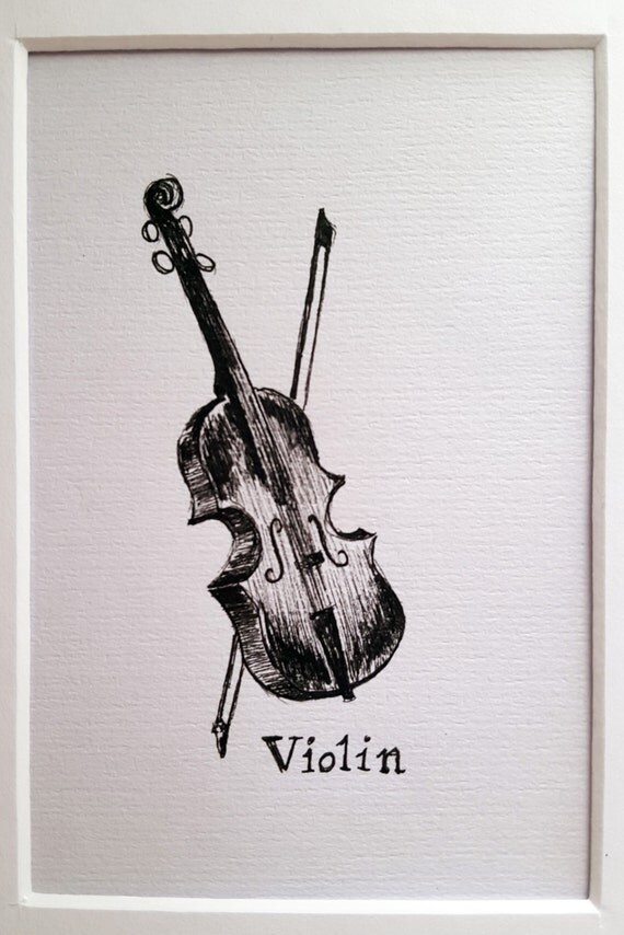 sketch violin pen with Pen Violin Mat and Ink Paper Drawing on