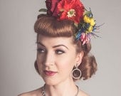 Rainbow Floral Crown Fascinator Wildflower Meadow Bridal Vintage Style