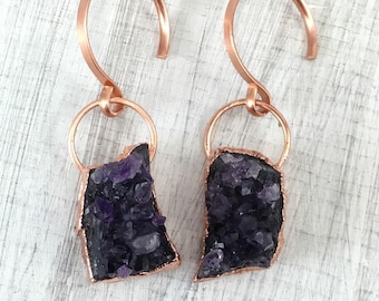 Amethyst Cluster Ear Weights, ear weights, dangle plugs, plug weights, wedding plugs, dangles for gauged ears, dangle plugs, plugs, gauges