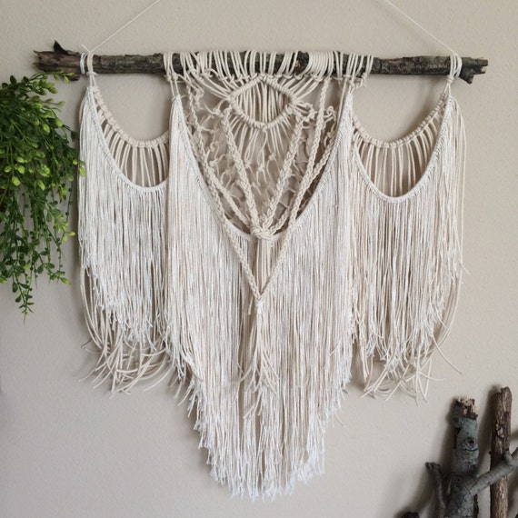 Macrame Wall Hanging Bohemian Hippie Tapestry / Tree Branch