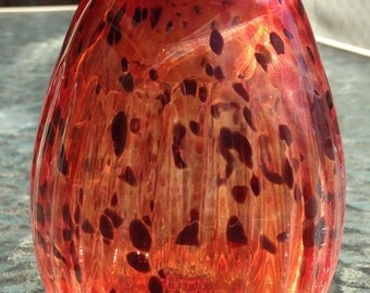Hand Blown Glass Jar - Spotted Vermilion Optic with cork