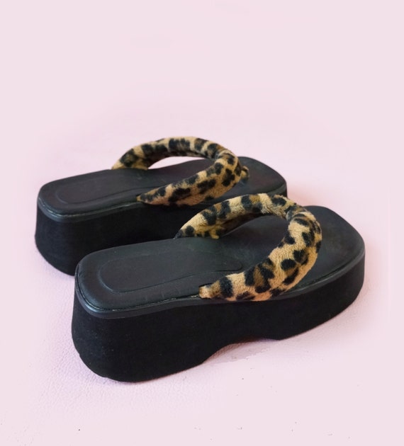 cheetah platform sandals